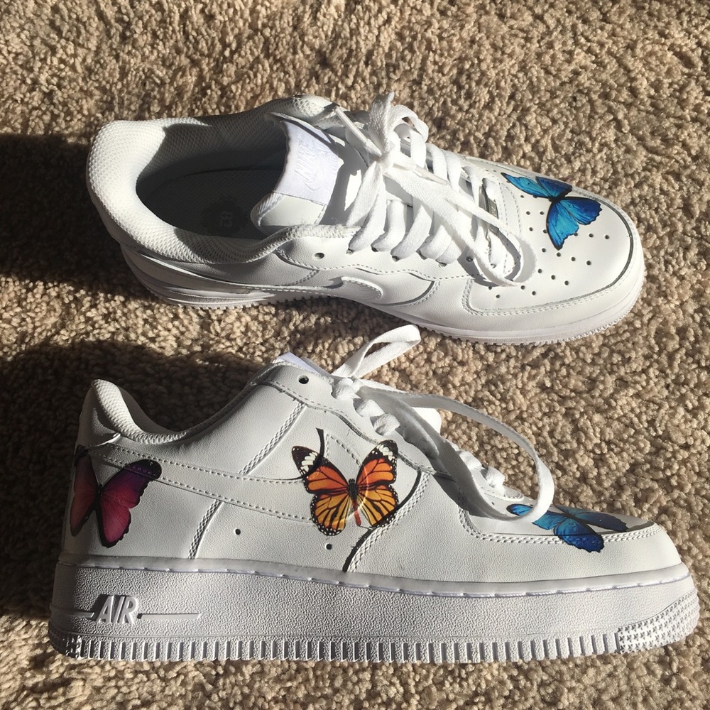 Nike Air (White) Custom Butterfly Design
